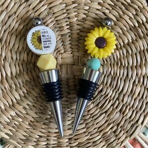 Two Sunflower Themed Wine Stoppers